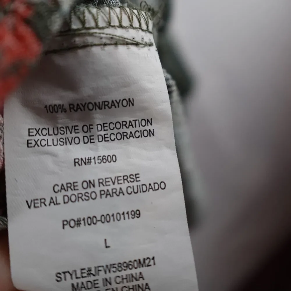 Mason & Belle Blouse Women's Large Green Pink Floral Tasseled Boho Peasant Hippy - Picture 6 of 9